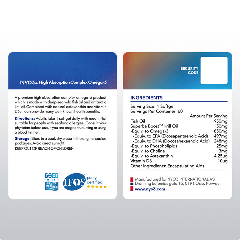 NYO3® High Absorption Complex Omega-3 Fish Oil 60ct.(sold out)