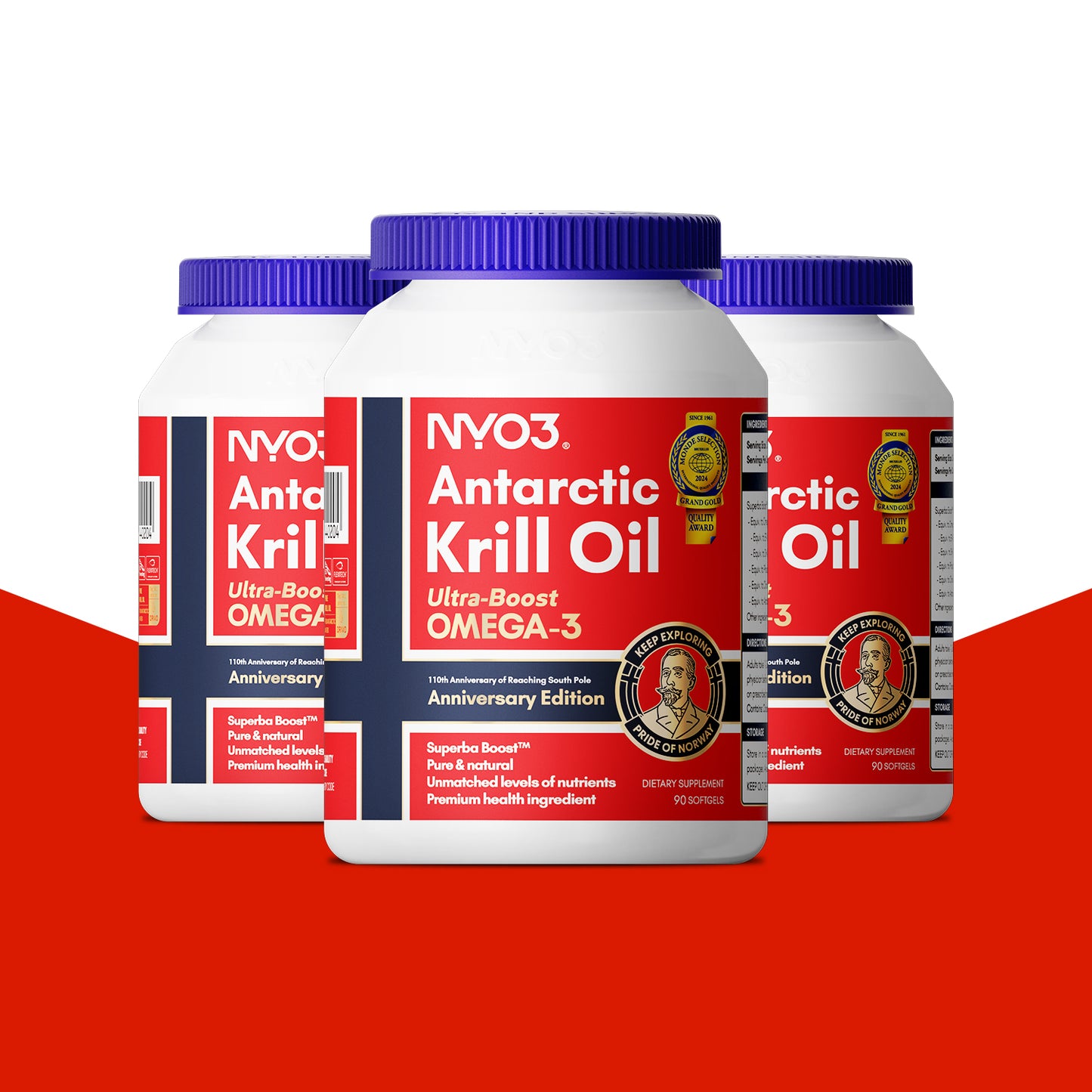 NYO3® Antarctic Krill Oil Amundsen Omega 3 Softgels. 90ct