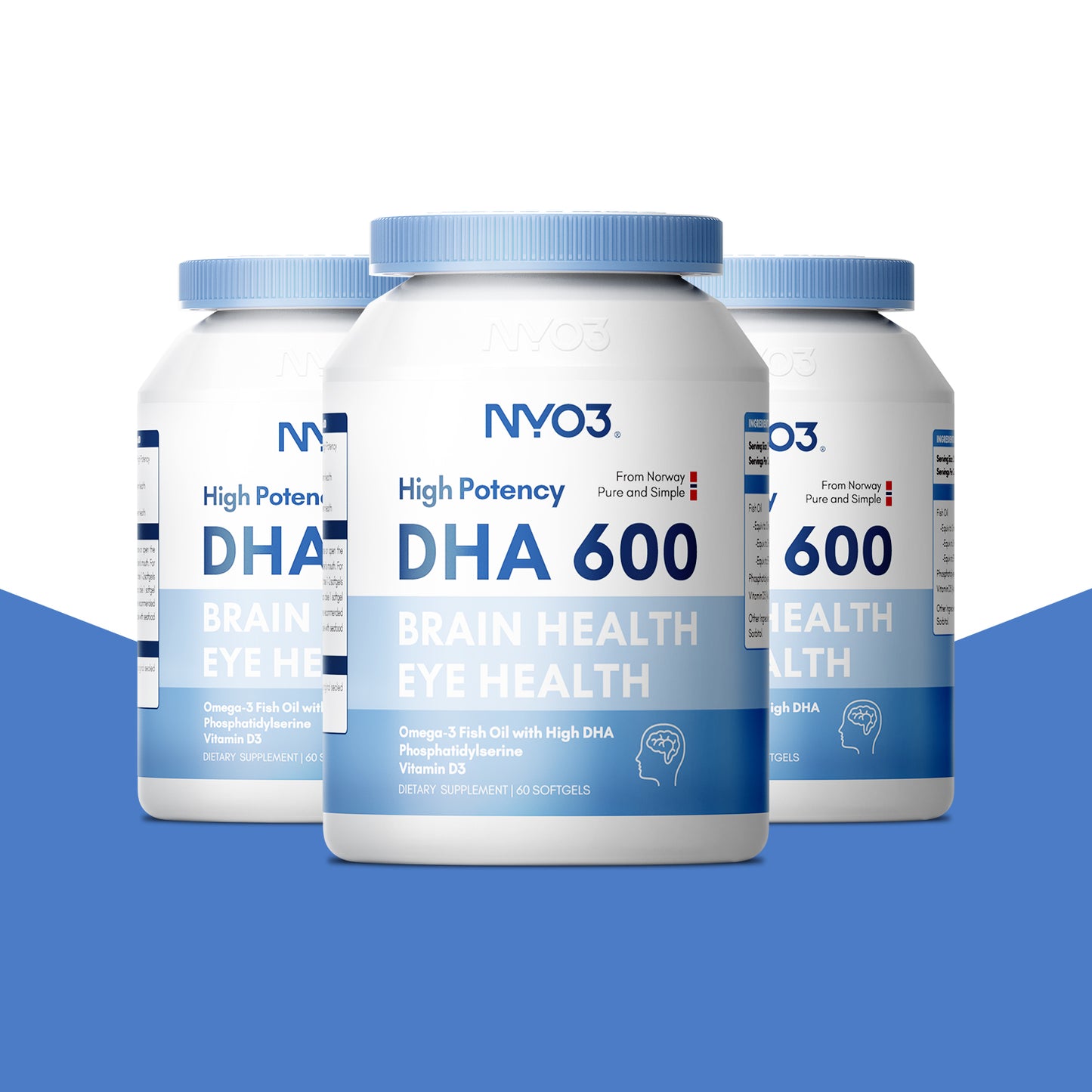 NYO3® High Potency DHA 600 Fish Oil Softgels 1000mg