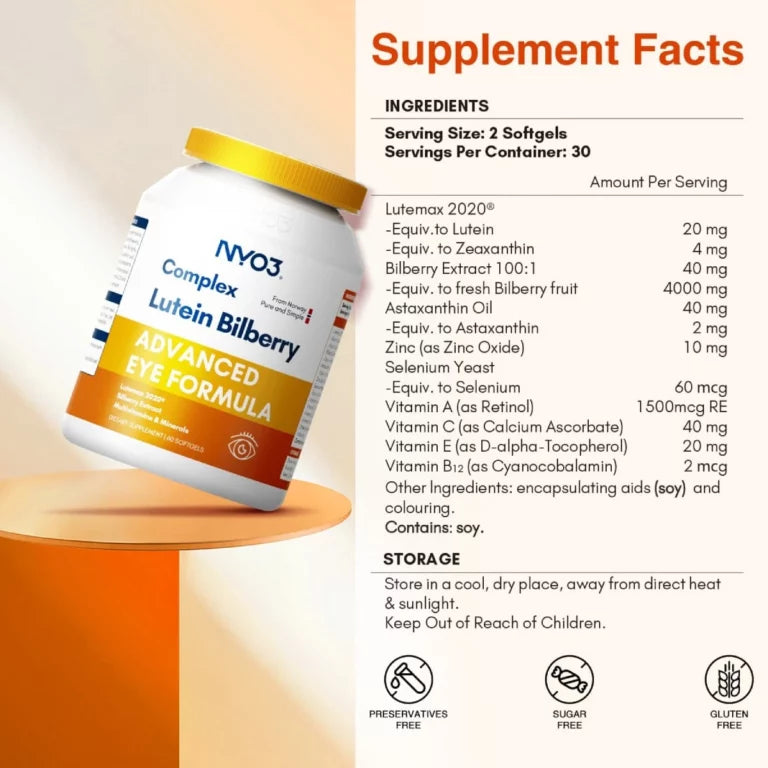 NYO3® Complex Lutein Bilberry Softgels 527mg