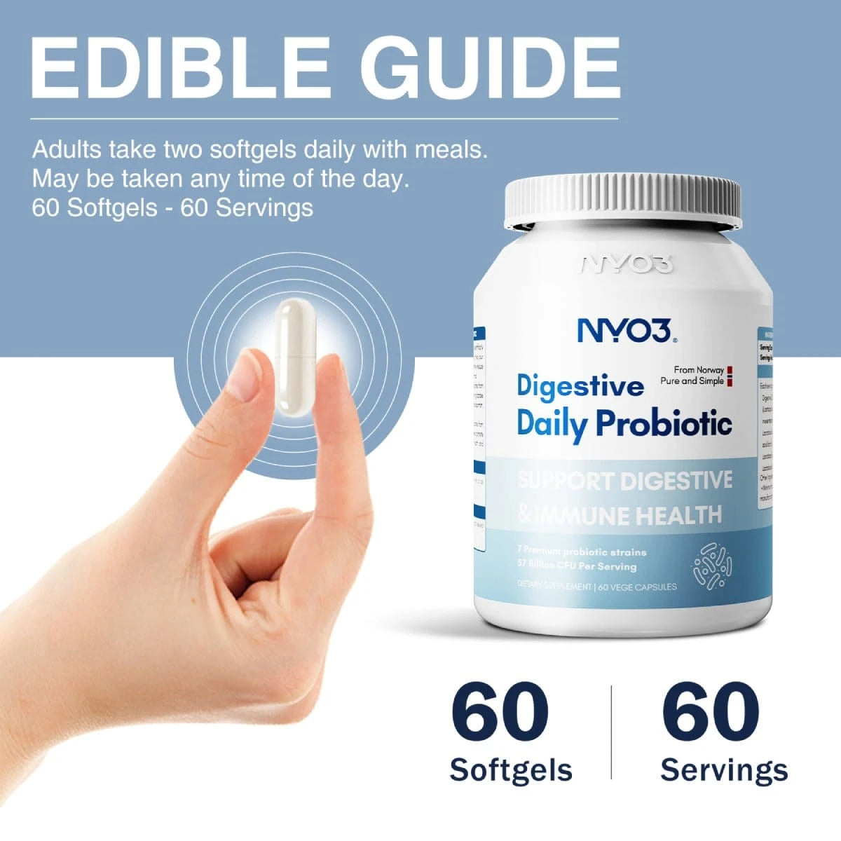 NYO3® Daily Digestive Probiotic Capsules