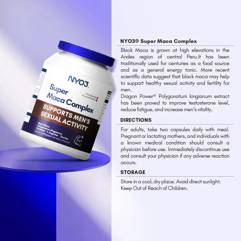 NYO3® Organic Black Maca Root Vegan Capsules 90 Ct
