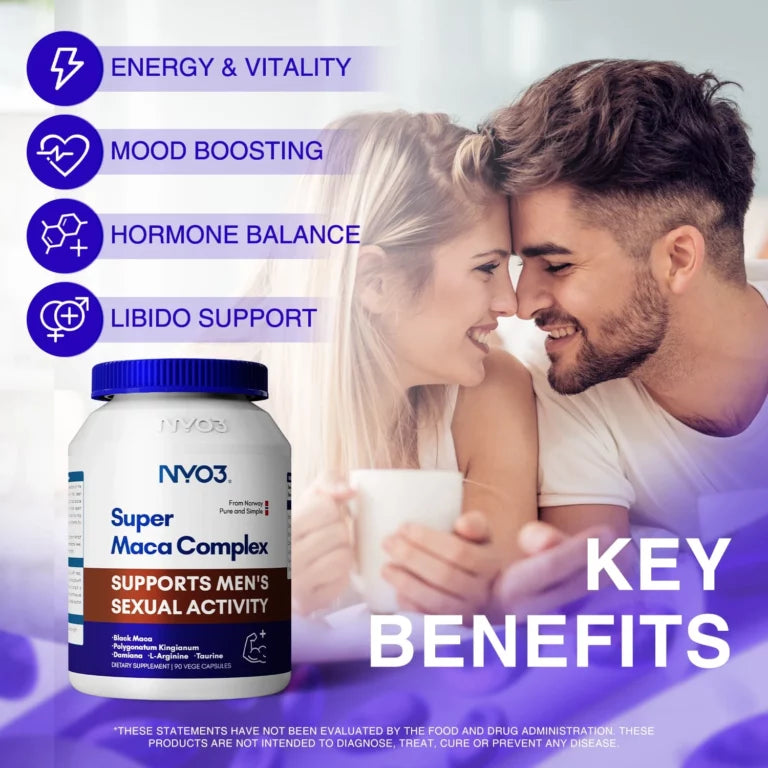 NYO3® Organic Black Maca Root Vegan Capsules 90 Ct