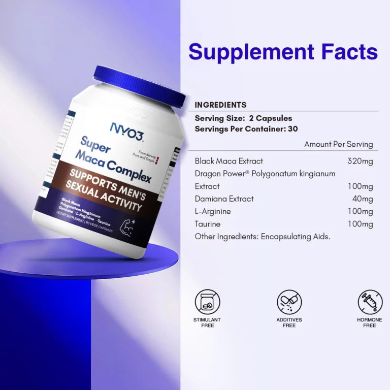 NYO3® Organic Black Maca Root Vegan Capsules 90 Ct