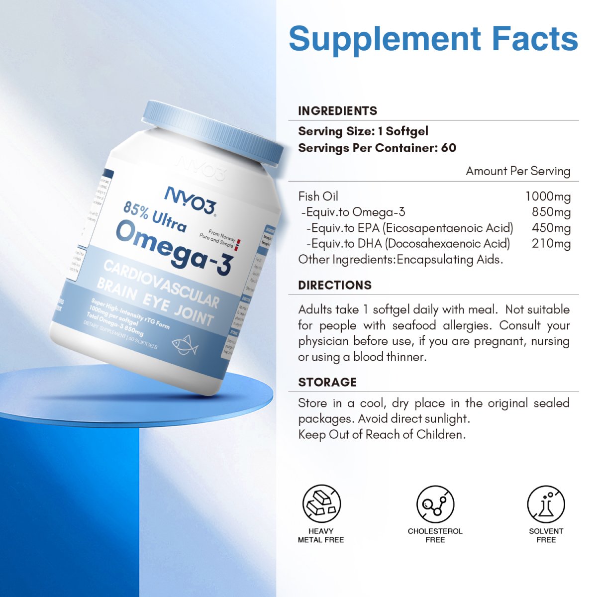 NYO3® 85% Ultra Omega-3 Fish Oil Softgels