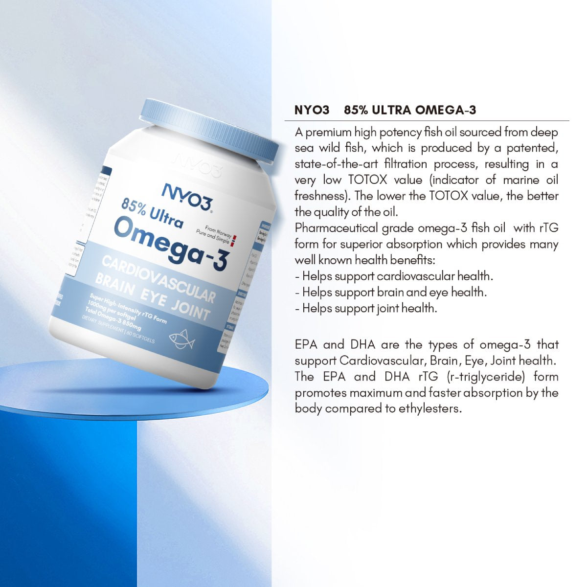 NYO3® 85% Ultra Omega-3 Fish Oil Softgels