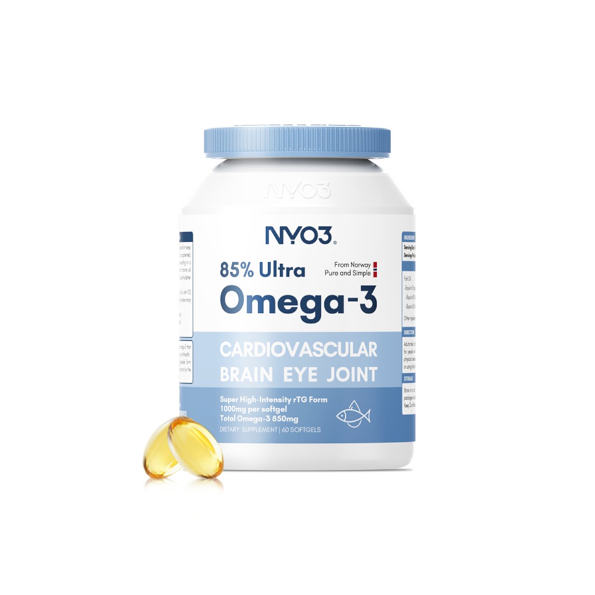 NYO3® 85% Ultra Omega-3 Fish Oil Softgels