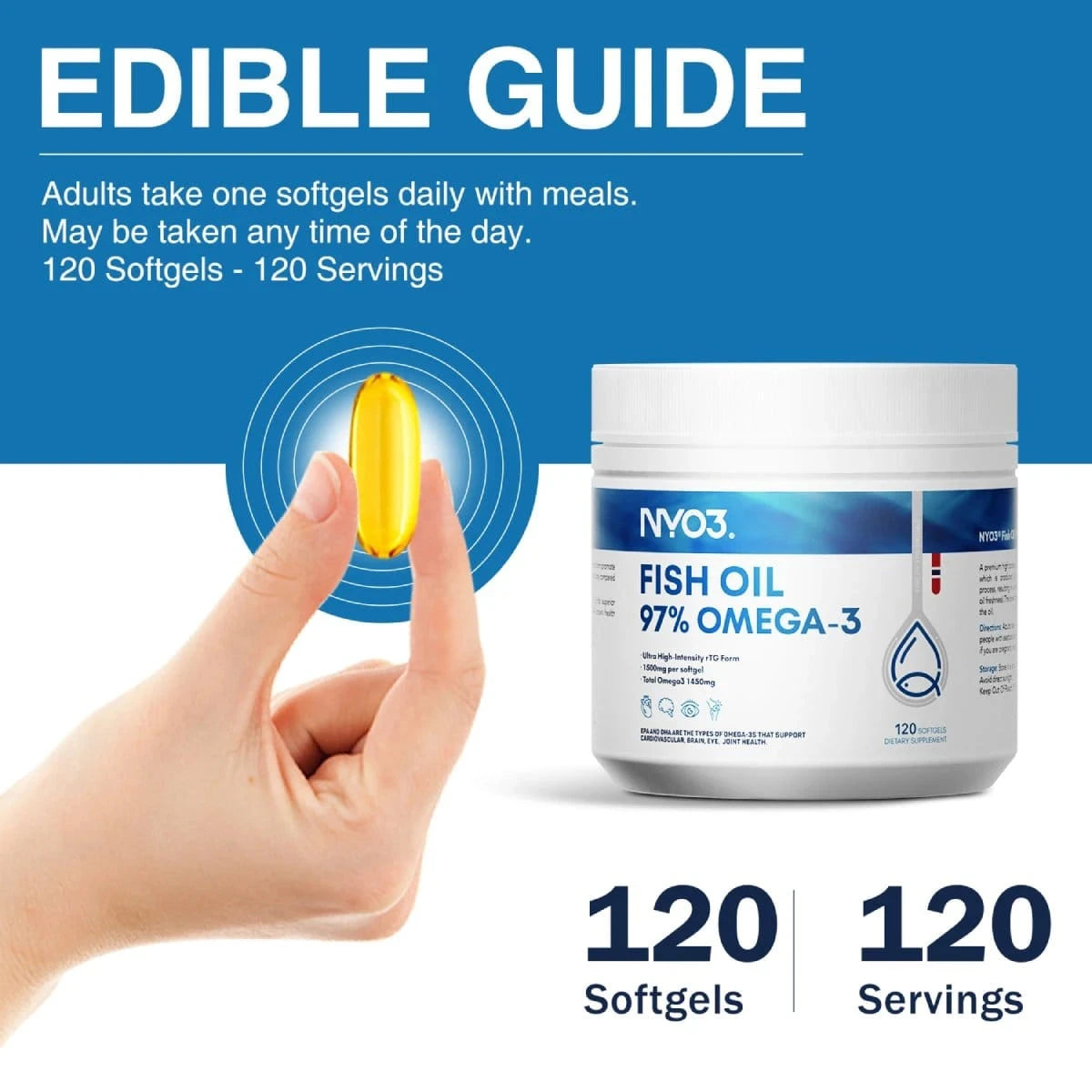 NYO3® 97% Omega 3 Fish Oil Softgels