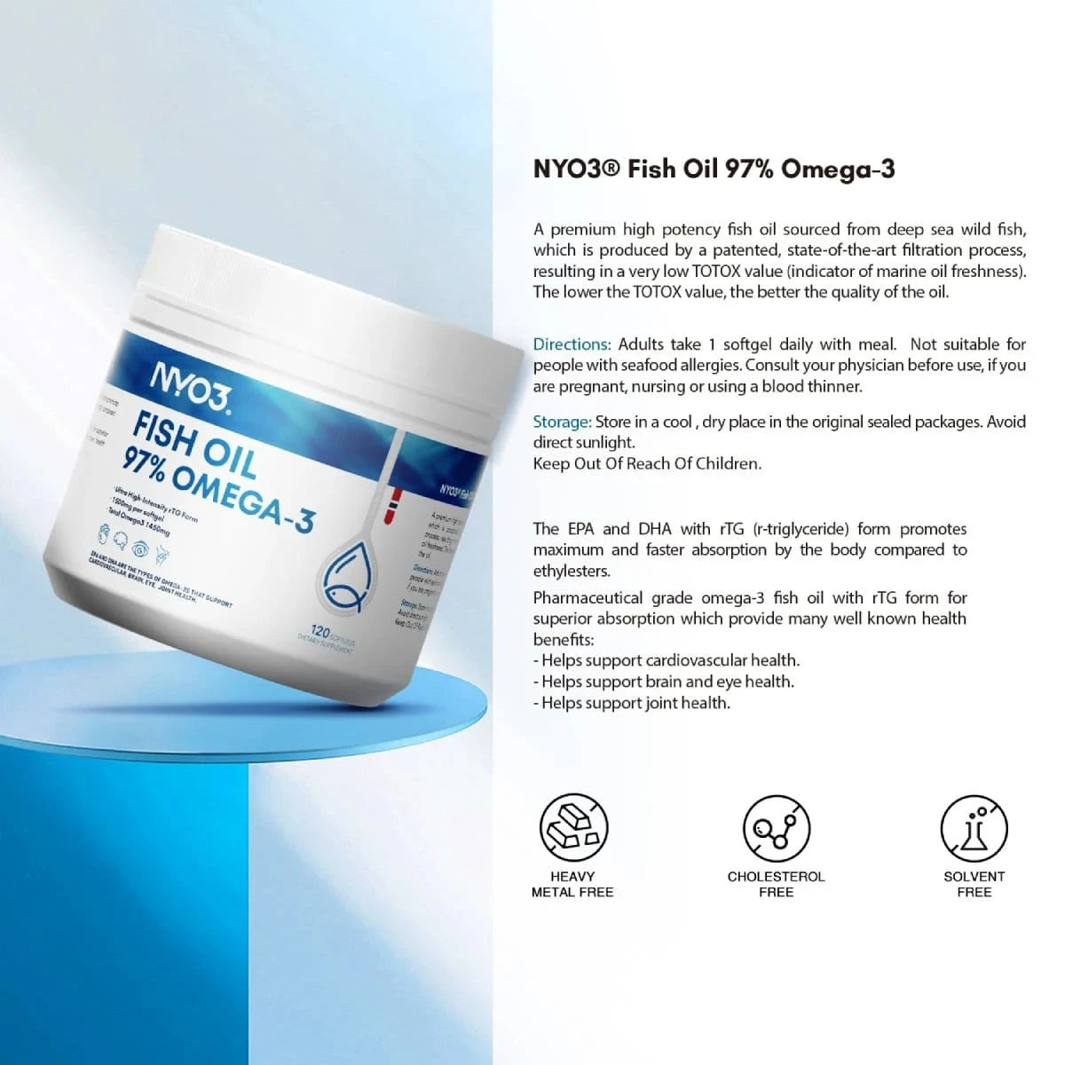 NYO3® 97% Omega 3 Fish Oil Softgels
