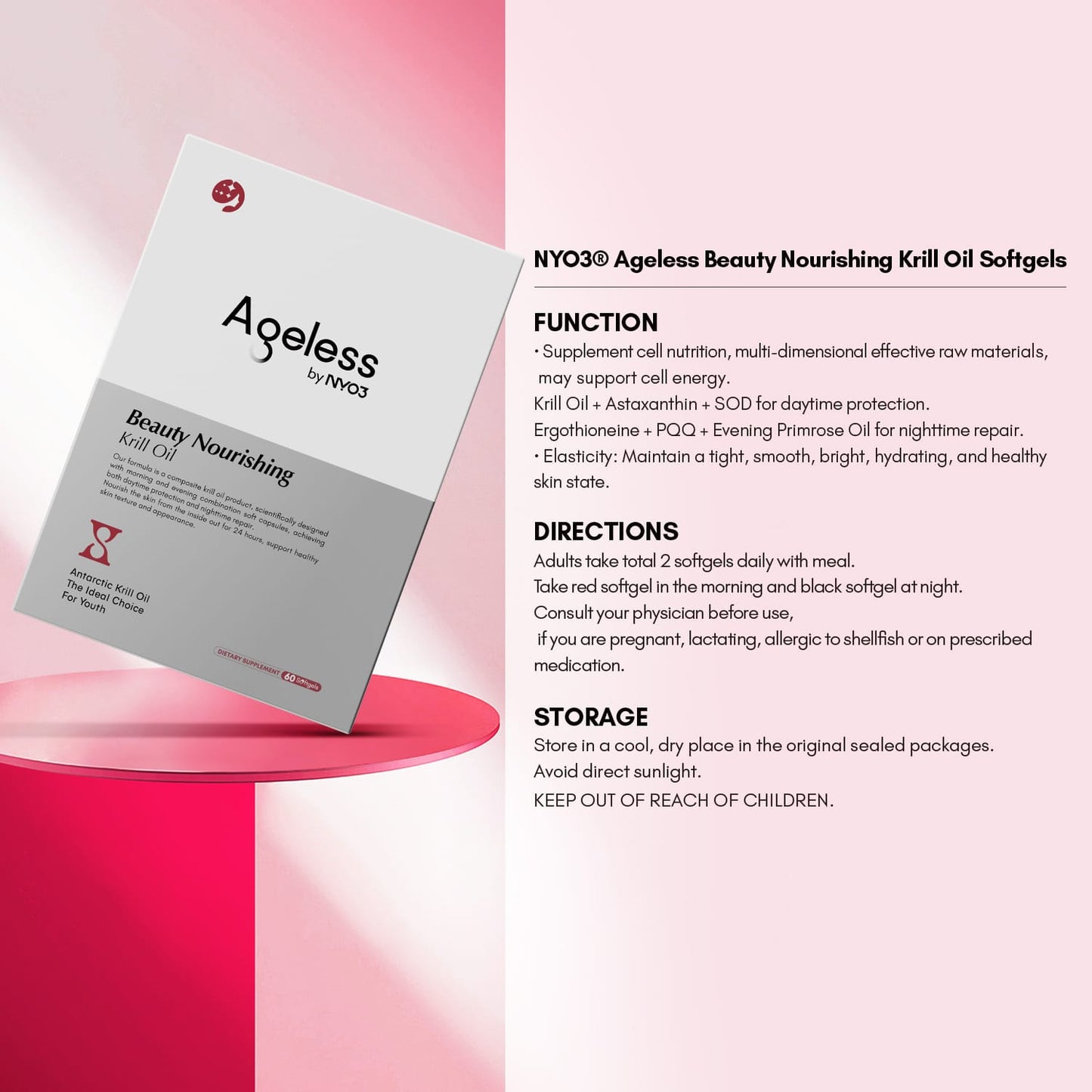 NYO3® Ageless Beauty Nourishing Krill Oil Softgels
