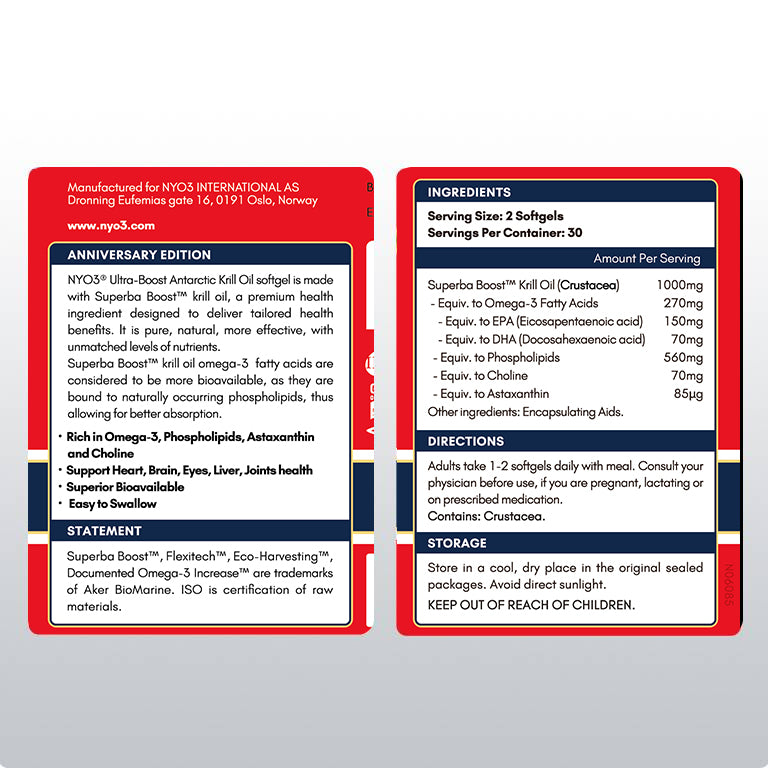 NYO3® Antarctic Krill Oil Amundsen Omega-3 Softgels. 60ct