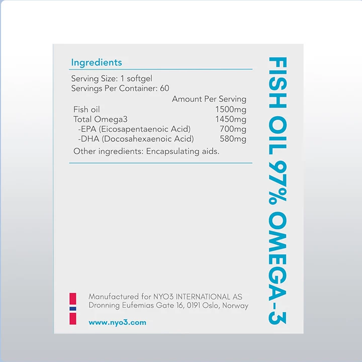 NYO3® 97% Omega 3 Fish Oil Softgels, 60ct.