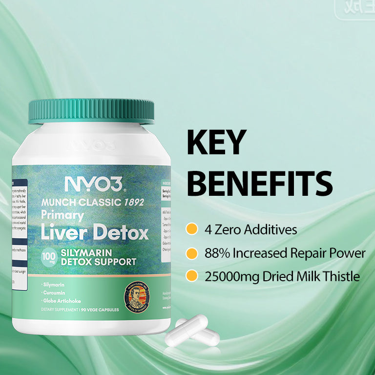 NYO3® MUNCH CLASSIC 1892 Primary Liver Detox 100mg SILYMARIN DETOX SUPPORT, 90ct. (sold out)