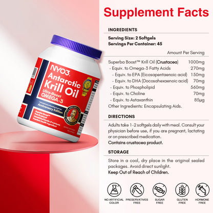 NYO3® Antarctic Krill Oil Amundsen Omega 3 Softgels. 90ct