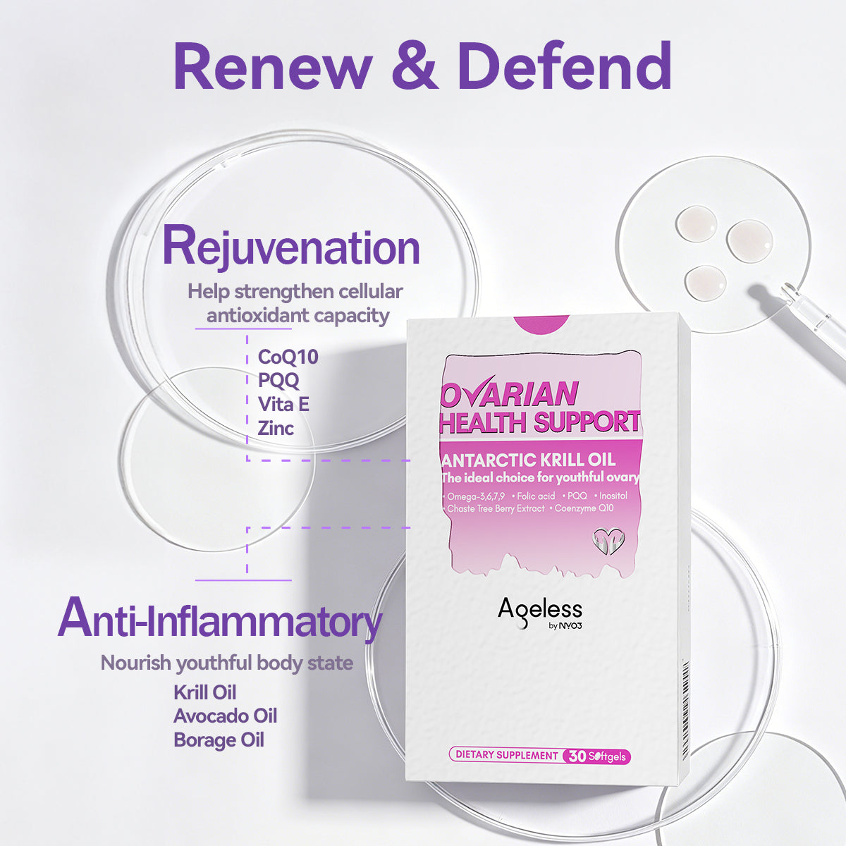 NYO3® Ageless Ovarian Health Support Antarctic Krill Oil
