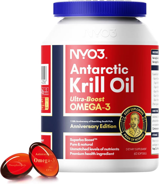 NYO3® Antarctic Krill Oil Amundsen Omega 3 Softgels. 60ct