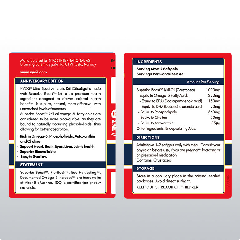 NYO3® Antarctic Krill Oil Amundsen Omega 3 Softgels. 90ct