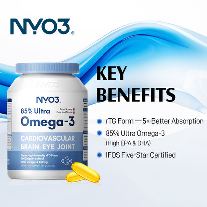 NYO3® 85% Ultra Omega-3 Fish Oil Softgels(Buy More, Save More)
