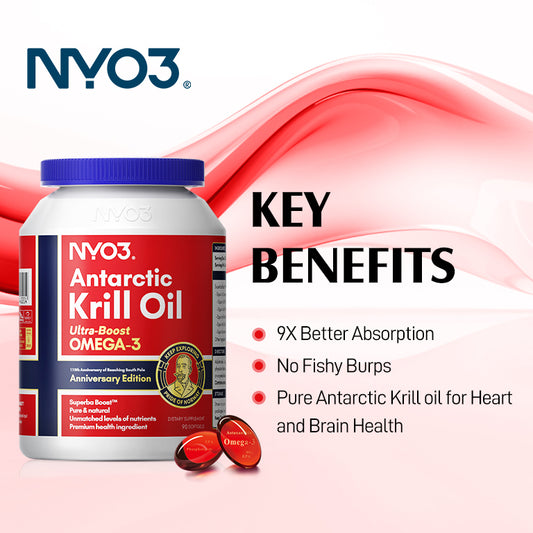 NYO3® Antarctic Krill Oil Amundsen Omega 3 Softgels. 90ct