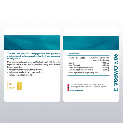 NYO3® 90% Omega-3 Fish Oil 120ct.(sold out)