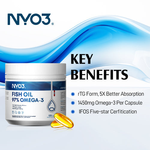 NYO3® 97% Omega 3 Fish Oil Softgels, 120ct