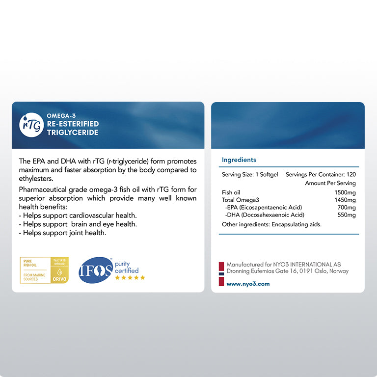 NYO3® 97% Omega 3 Fish Oil Softgels, 120ct