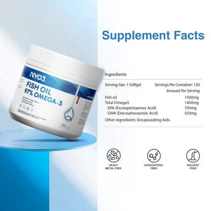 NYO3® 97% Omega 3 Fish Oil Softgels