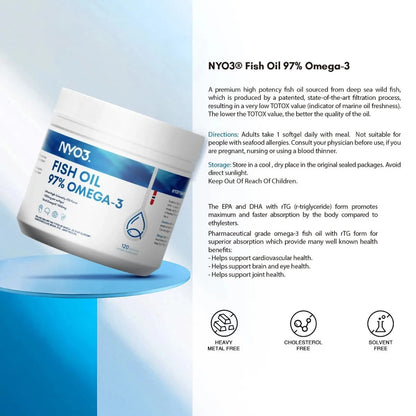 NYO3® 97% Omega 3 Fish Oil Softgels