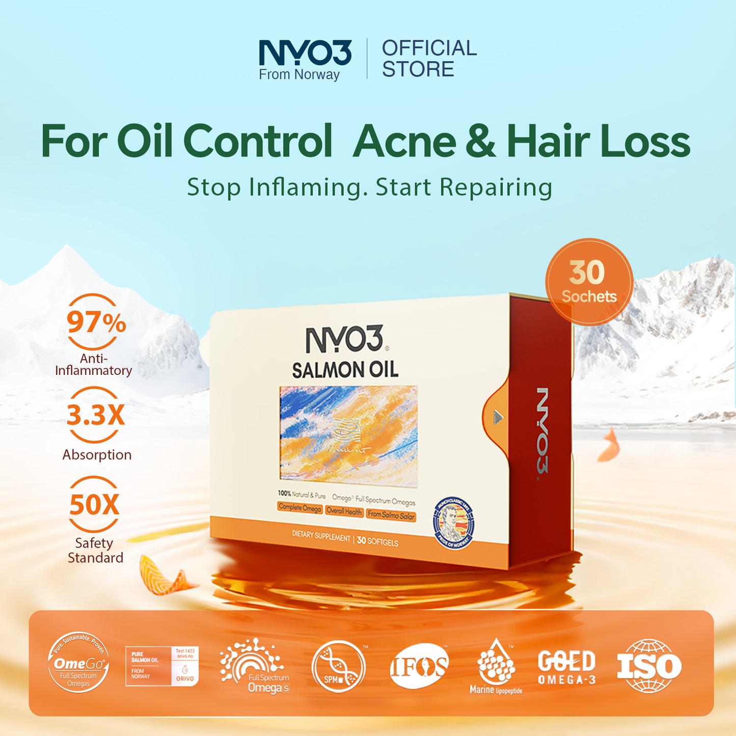 NYO3® 97% Anti-inflammation Salmon Oil Softgels