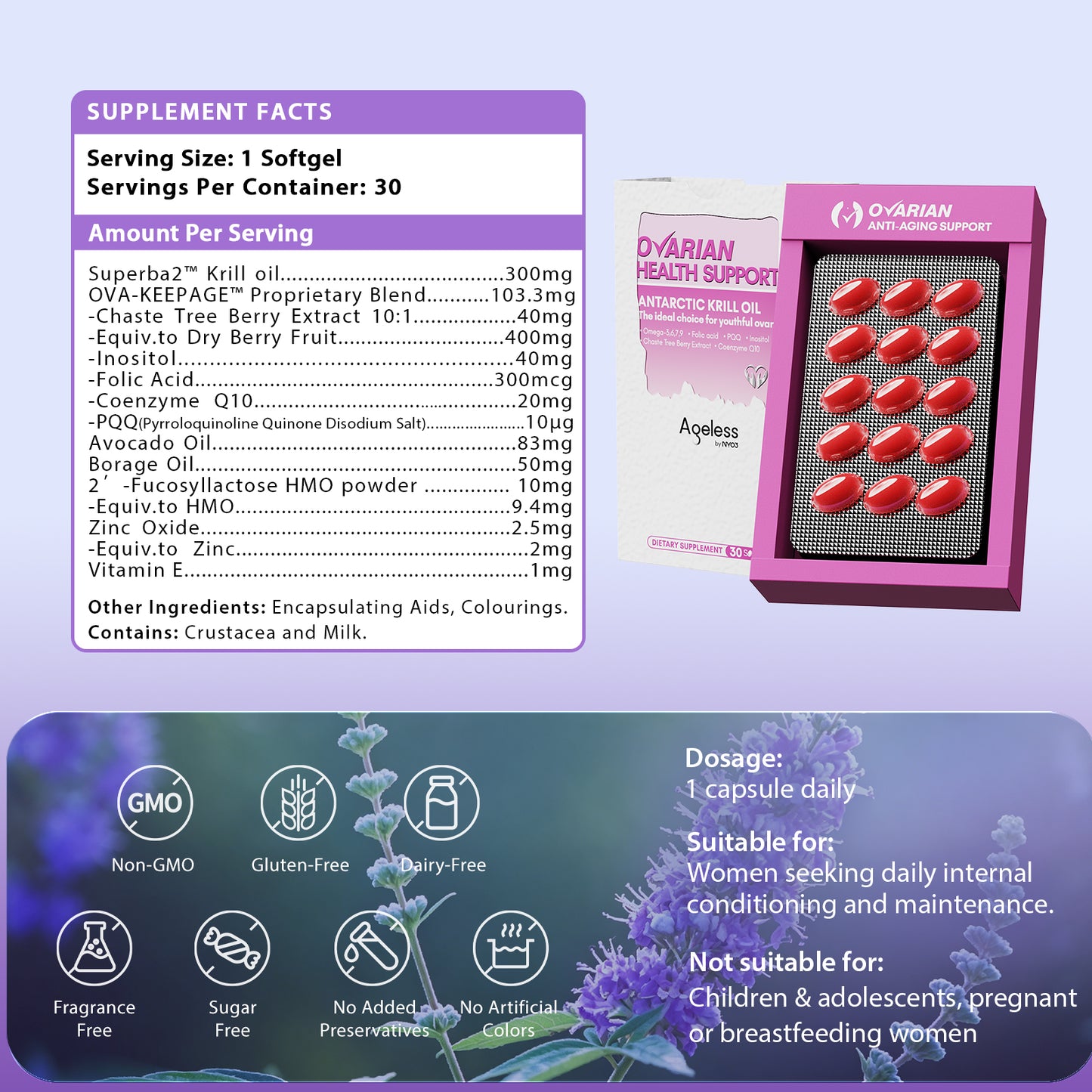 NYO3® Ageless Ovarian Health Support Antarctic Krill Oil
