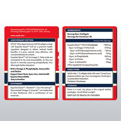 NYO3® Antarctic Krill Oil Amundsen Omega-3 Softgels. 60ct