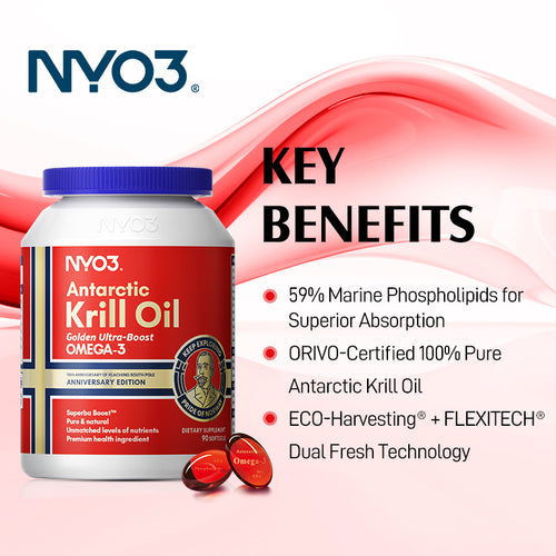 NYO3® Golden Ultra-boost Antarctic Krill Oil 750mg, 90ct.